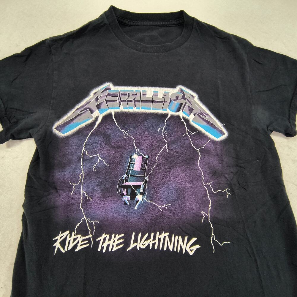 Metallica Ride The Lightning Band Crew Neck Short Sleeve Shirt Mens Size S Black